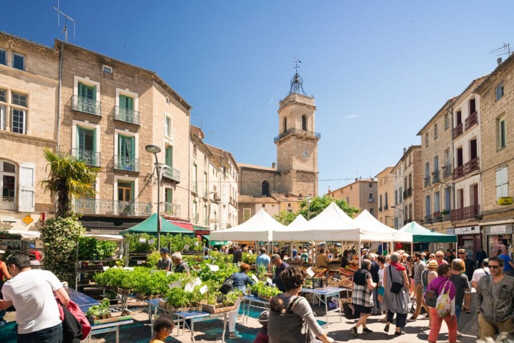 Le marché - Ville de Pezenas -Gîte à louer : Lodge & Campagne pour 2 à 4 personnes dans le sud de la France à Béziers